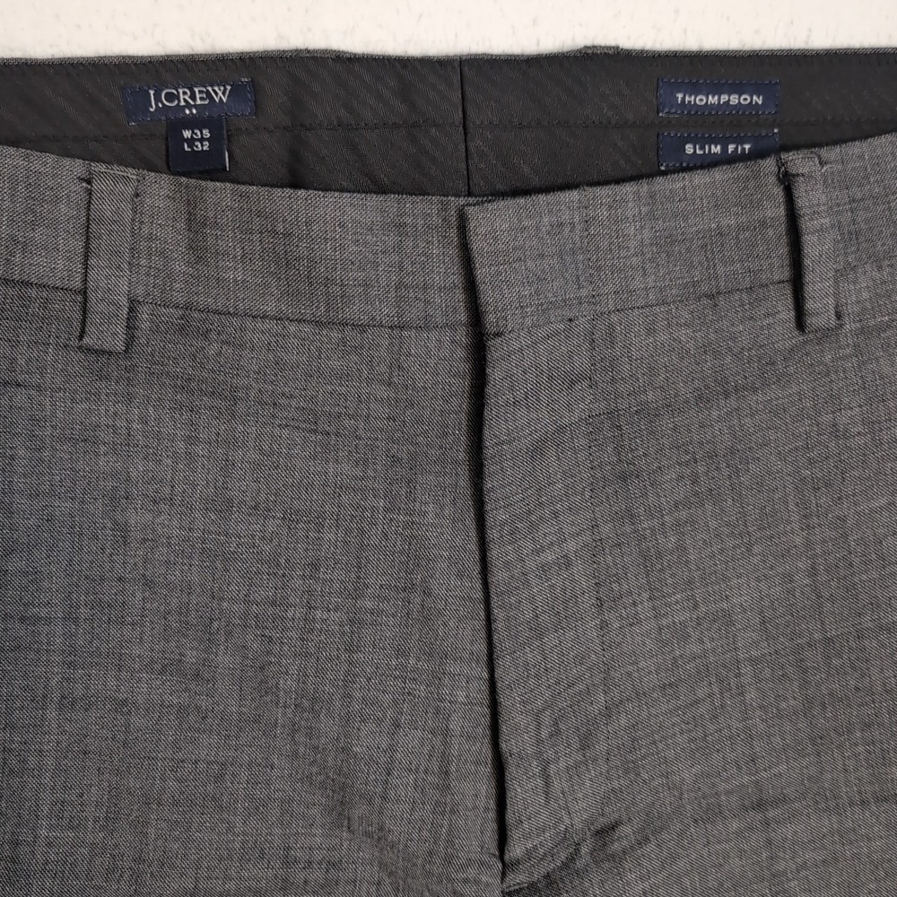 J Crew Mens Dress‎ Pants 35x29" Slim Fit Gray Thompson Wool
